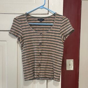American Eagle Outfitters Multicolor Striped Button-Down Top